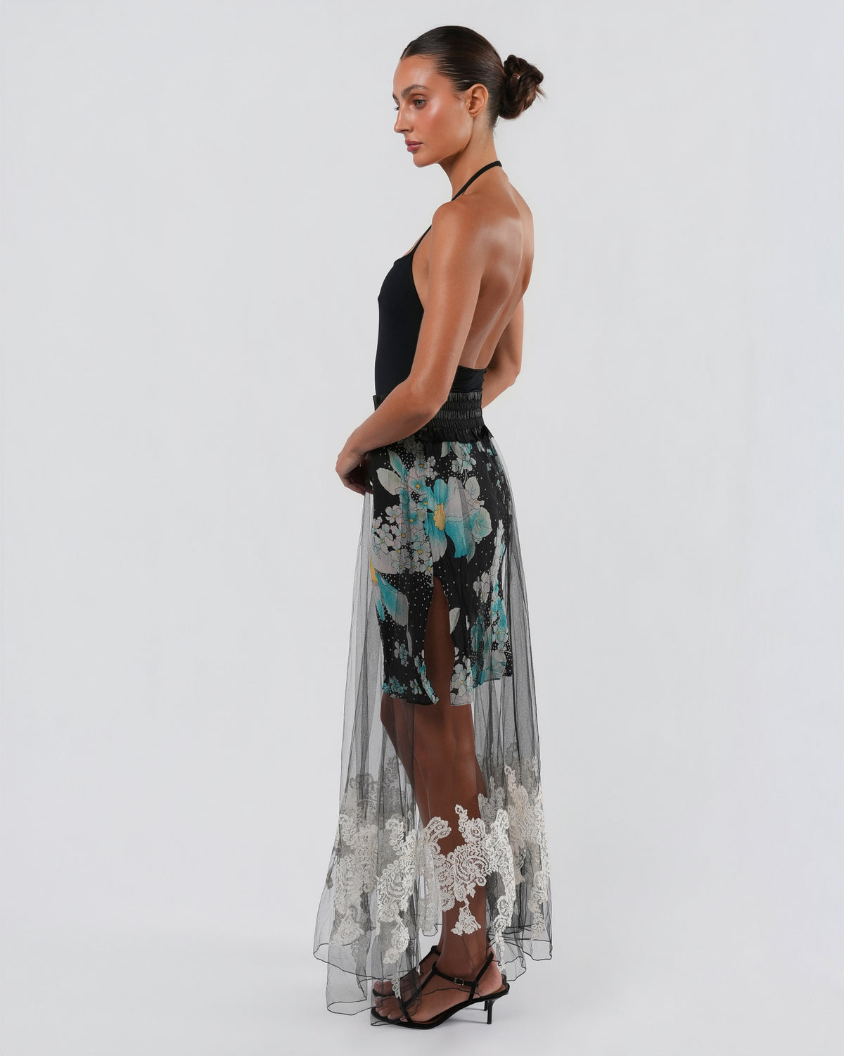 FW 2001 Tulle and Silk Layered Skirt