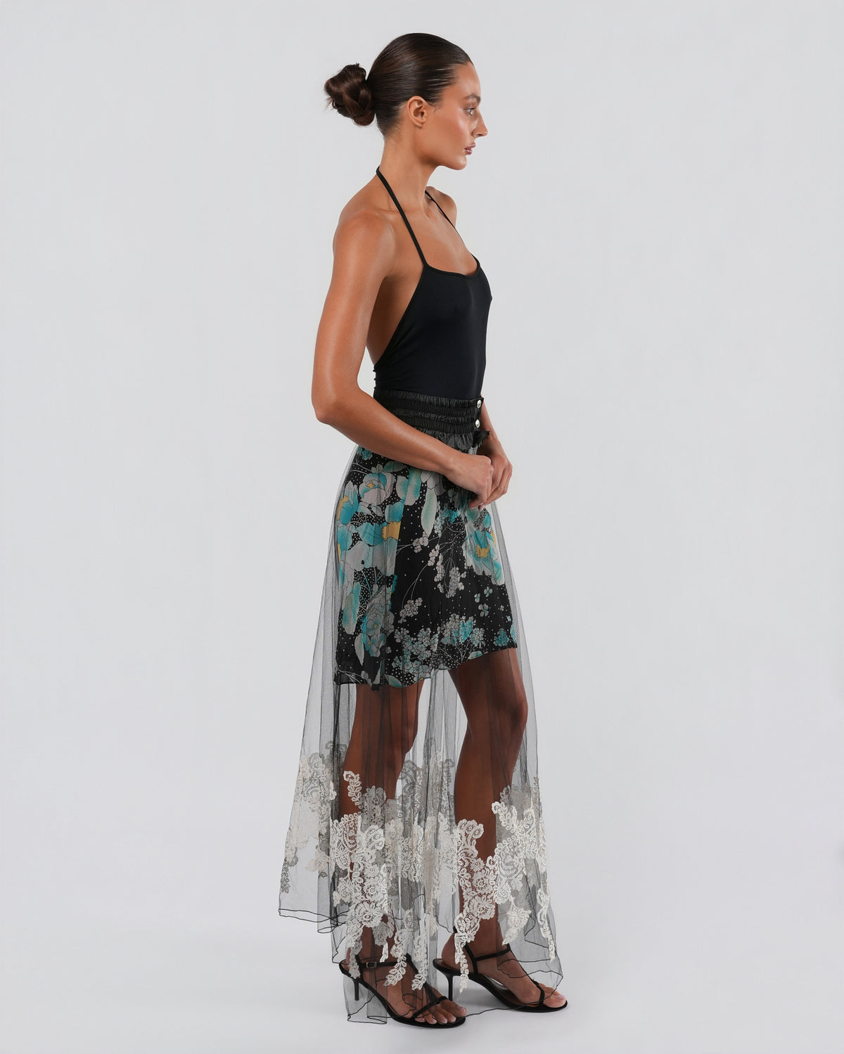 FW 2001 Tulle and Silk Layered Skirt