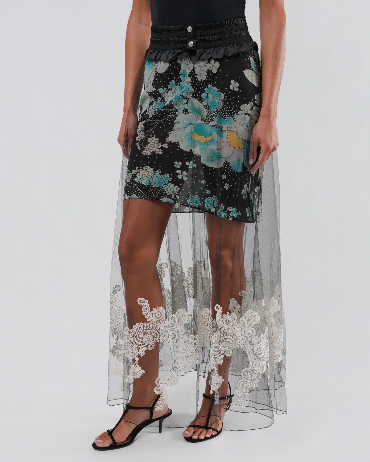 FW 2001 Tulle and Silk Layered Skirt