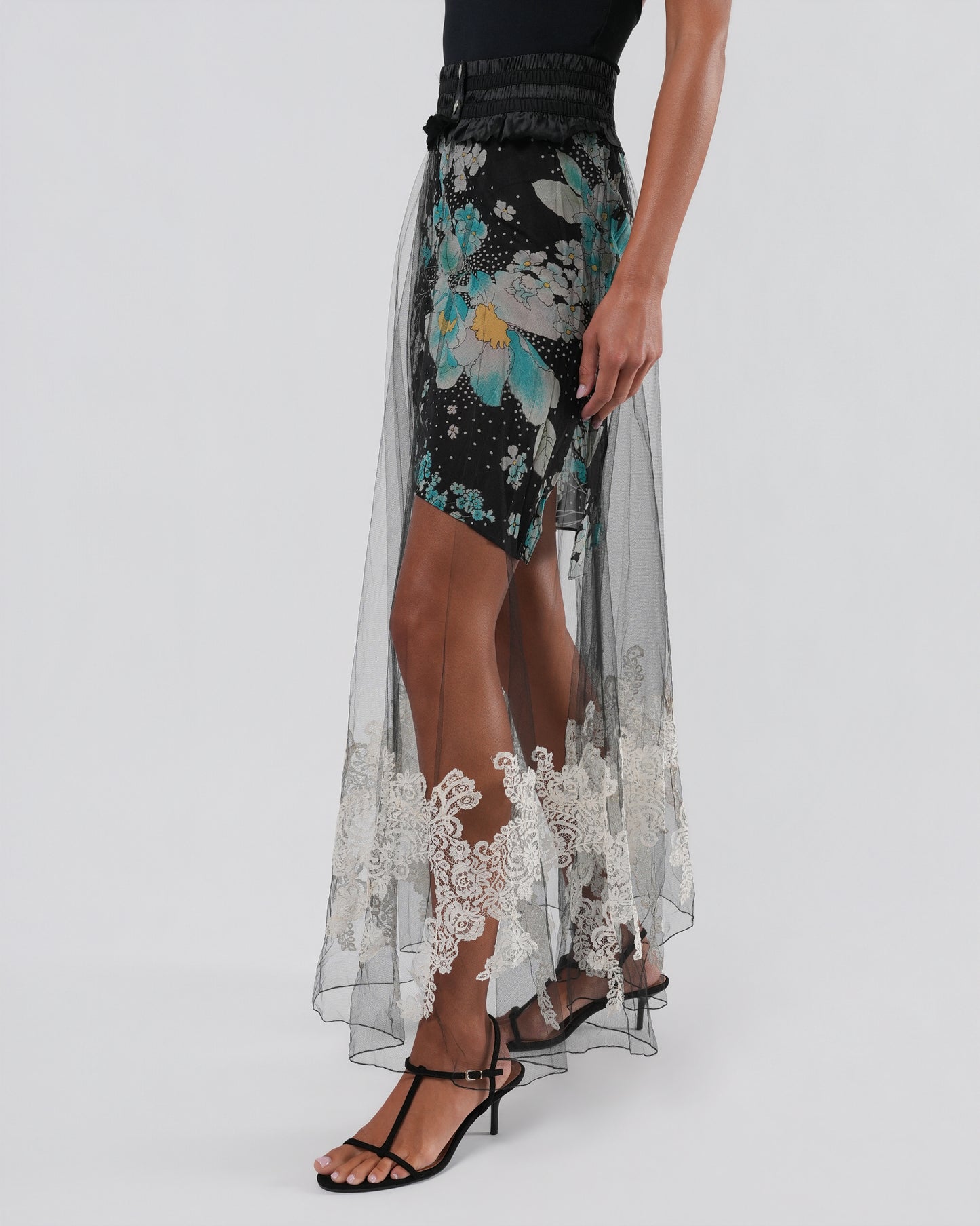 FW 2001 Tulle and Silk Layered Skirt