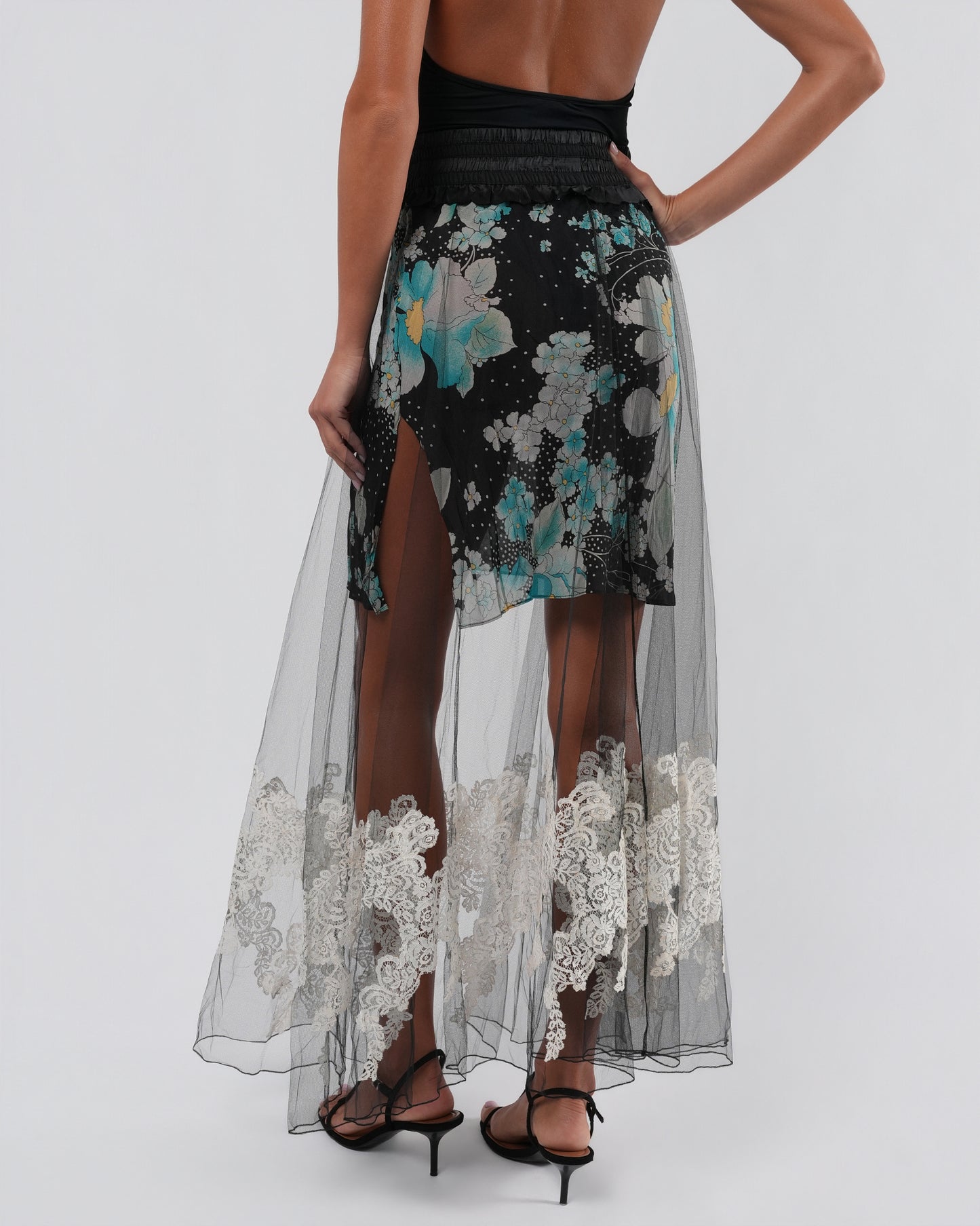 FW 2001 Tulle and Silk Layered Skirt