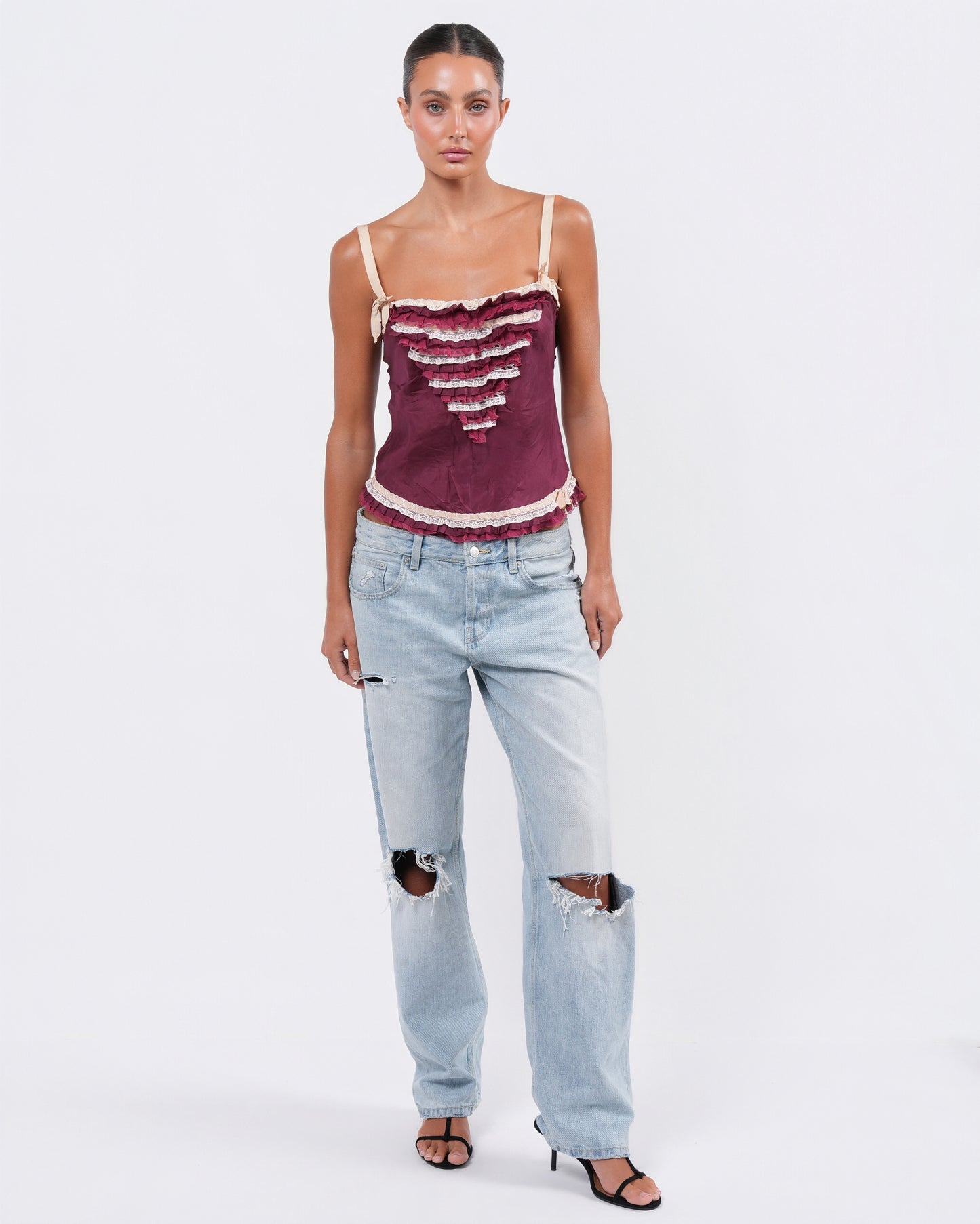 Burgundy Ruffle Top