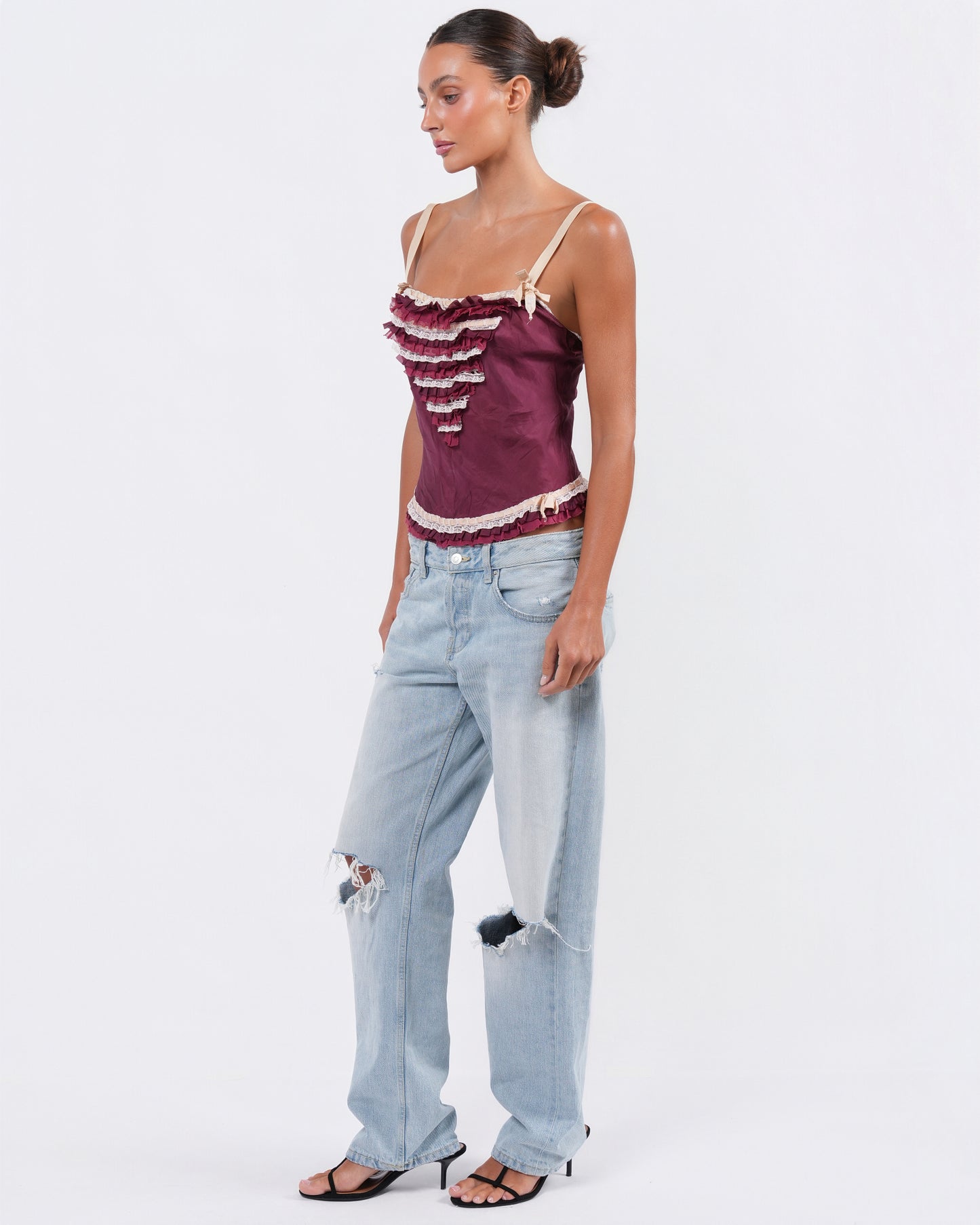 Burgundy Ruffle Top