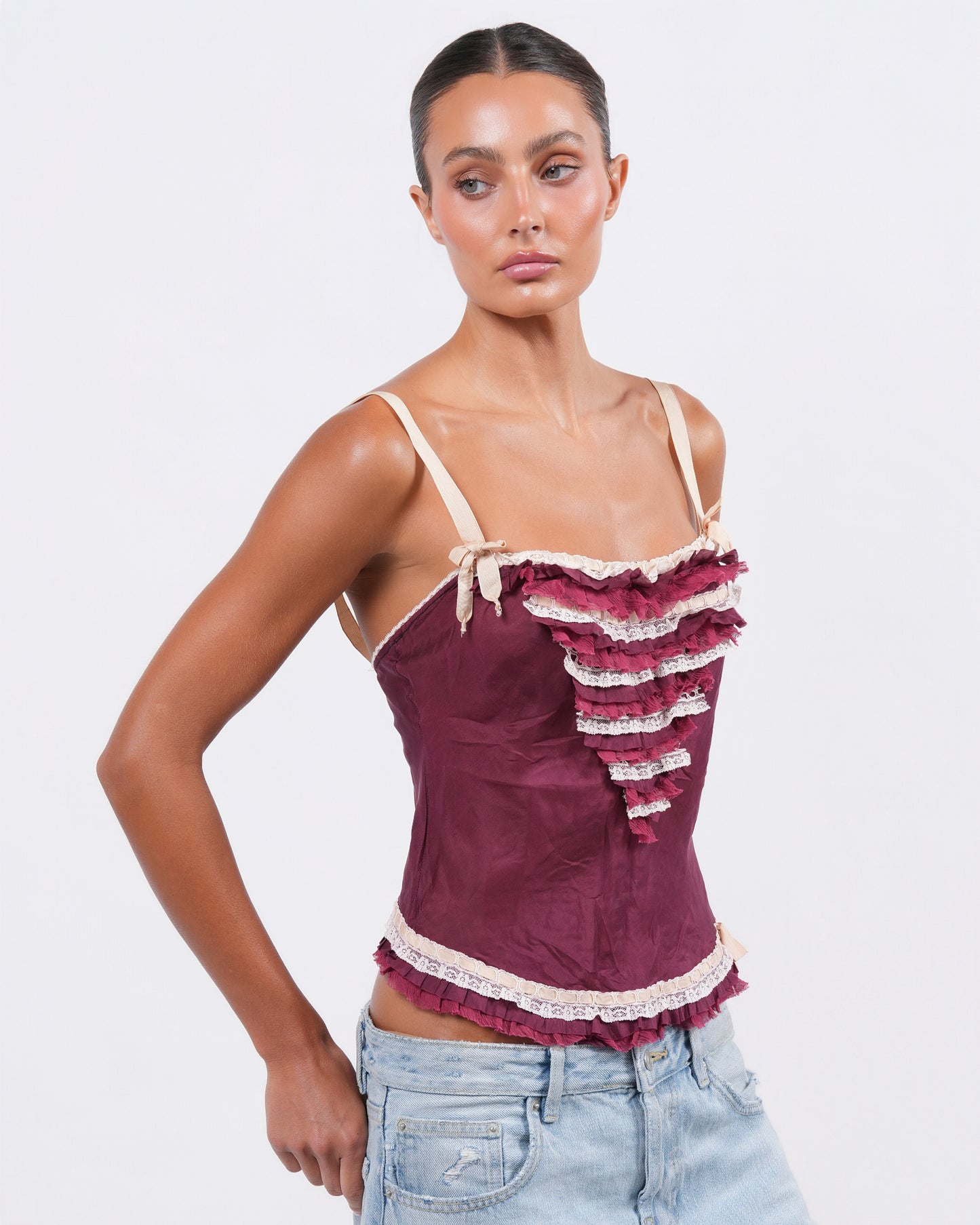 Burgundy Ruffle Top