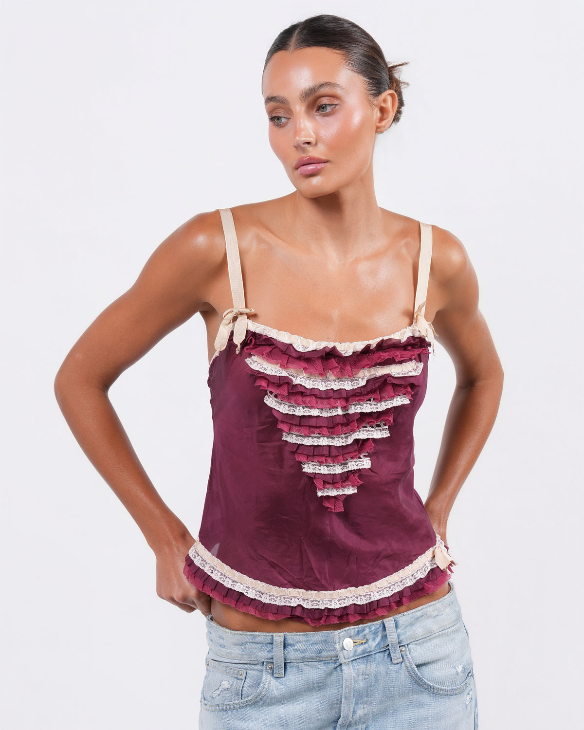 Burgundy Ruffle Top