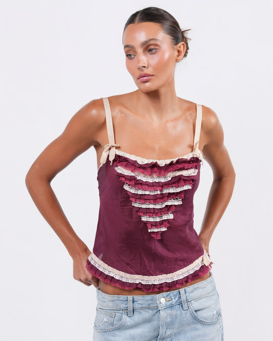 Burgundy Ruffle Top