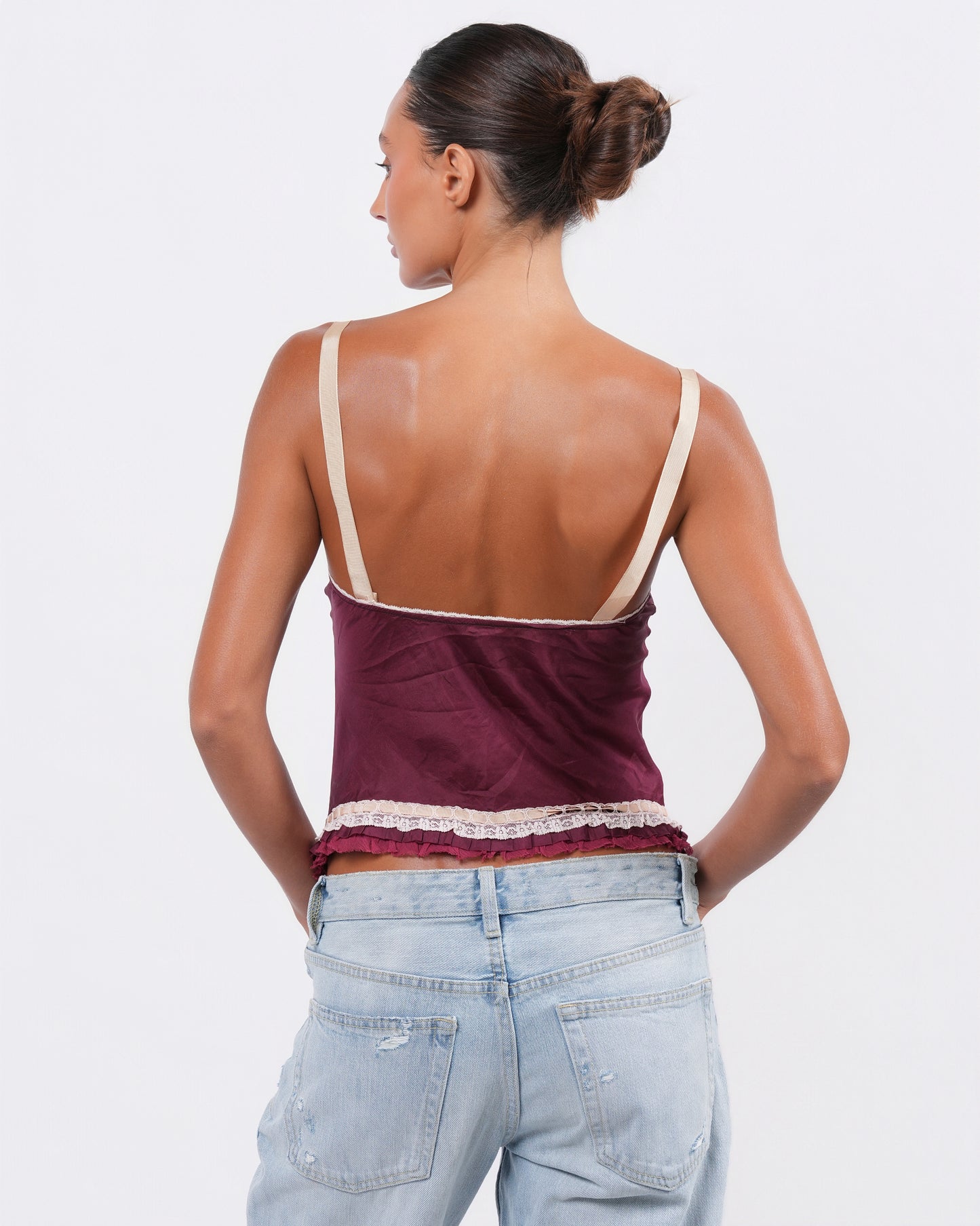 Burgundy Ruffle Top