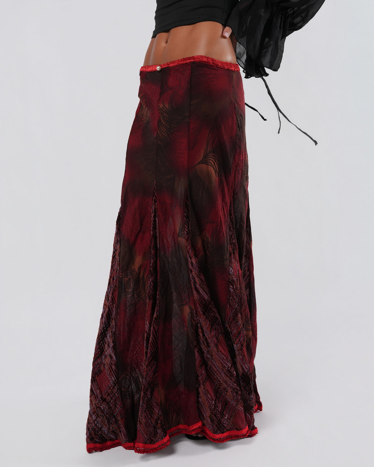 Silk Maxi Skirt With Pearl Detail