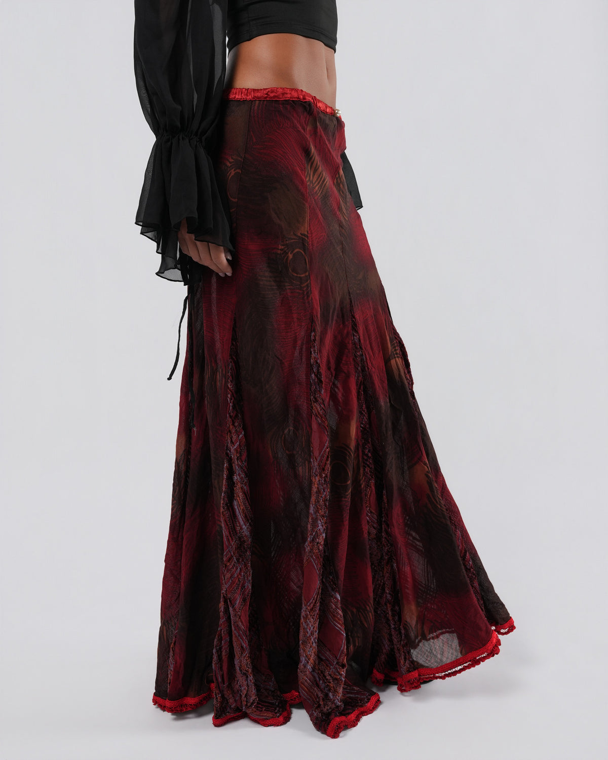Silk Maxi Skirt With Pearl Detail