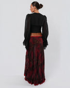 Silk Maxi Skirt With Pearl Detail