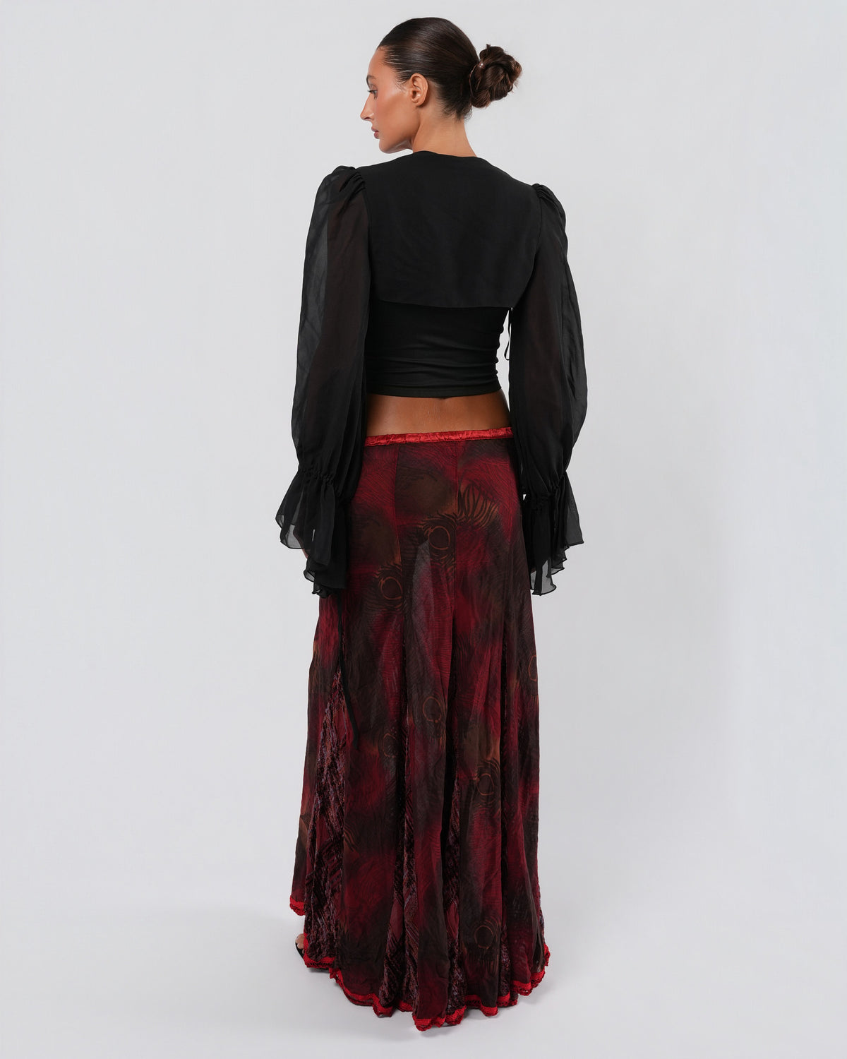 Silk Maxi Skirt With Pearl Detail