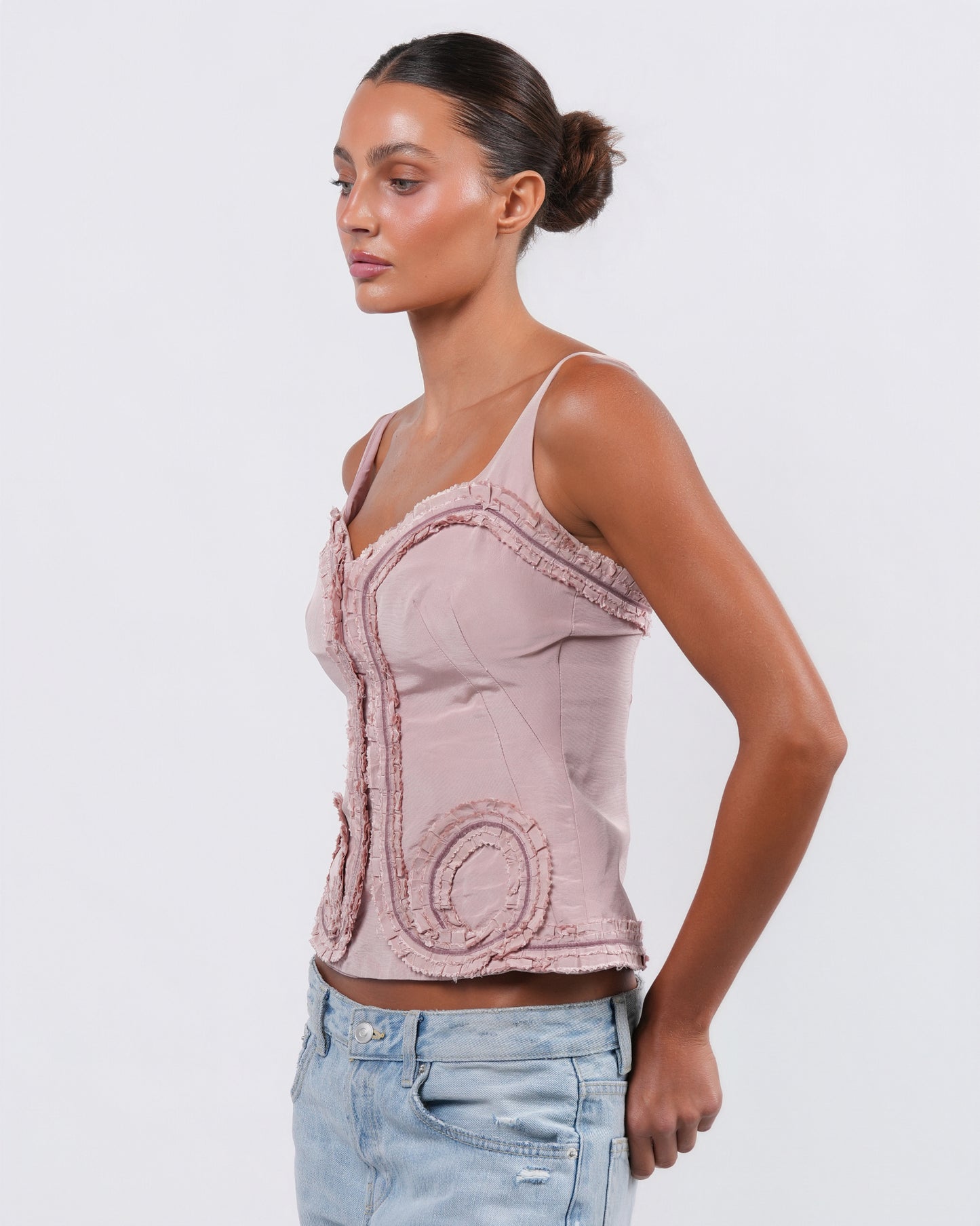 Ruffle Detail Silk Bustier