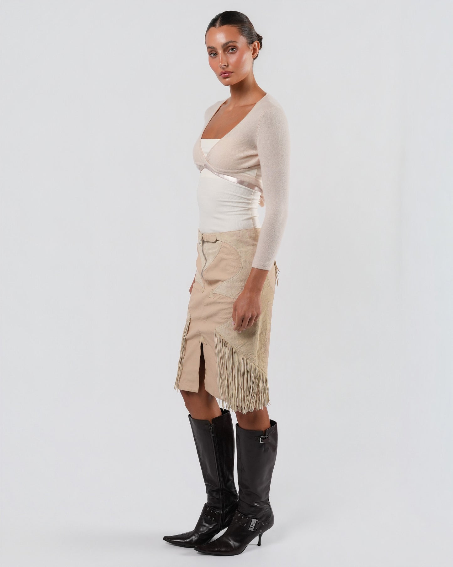 FW 2003 Leather And Suede Skirt