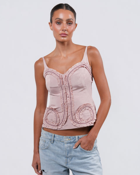 Ruffle Detail Silk Bustier – Justin Reed