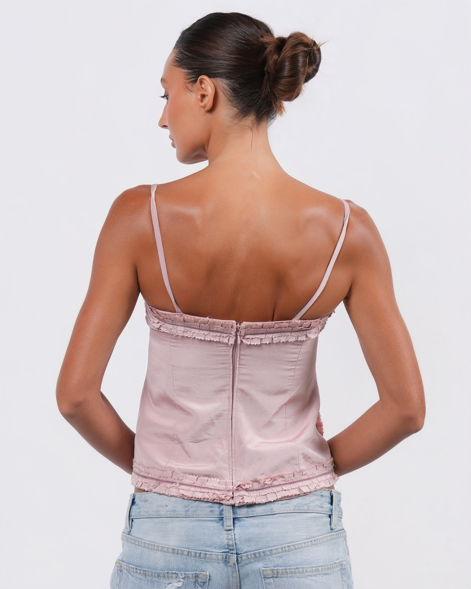Ruffle Detail Silk Bustier – Justin Reed
