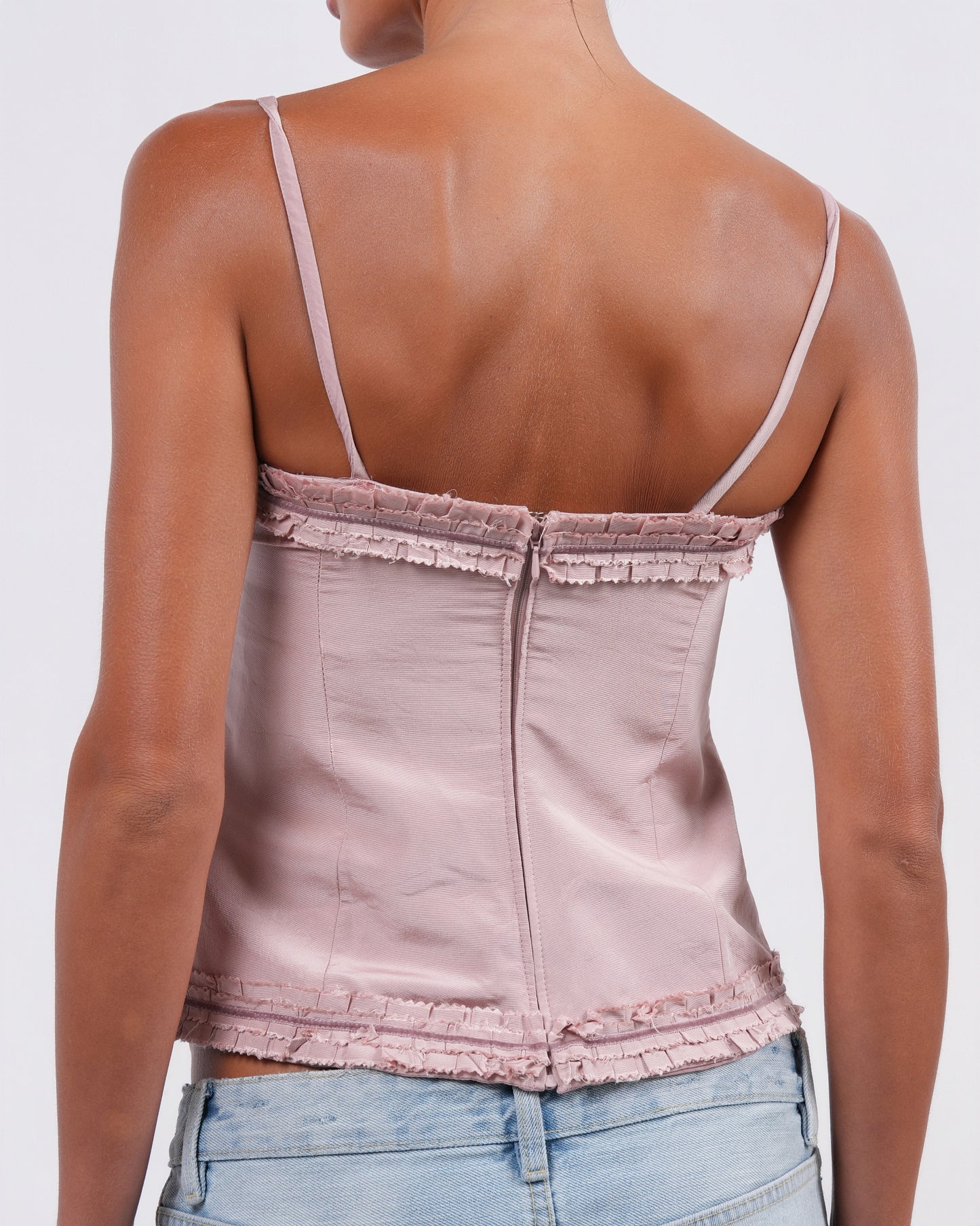 Ruffle Detail Silk Bustier