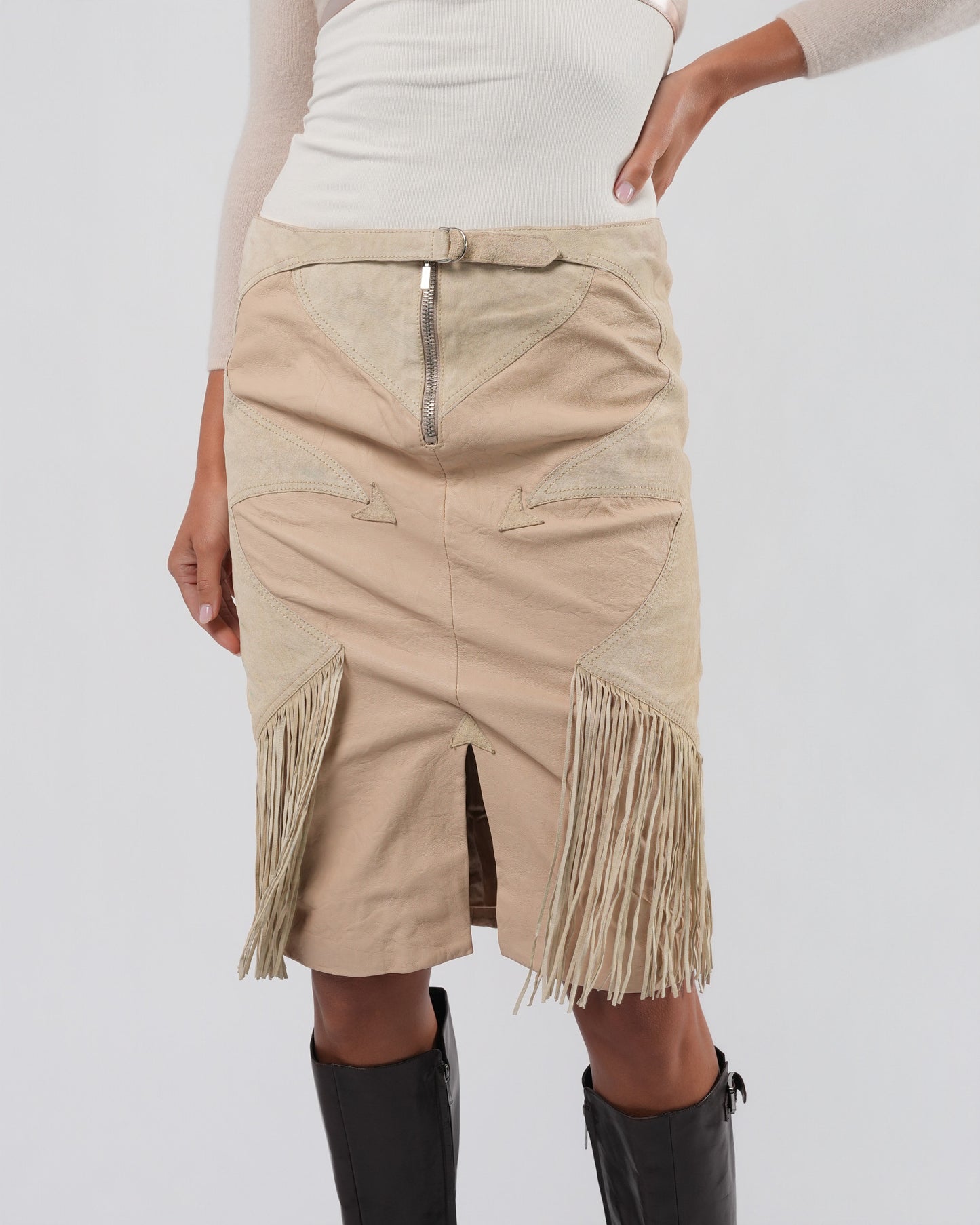 FW 2003 Leather And Suede Skirt