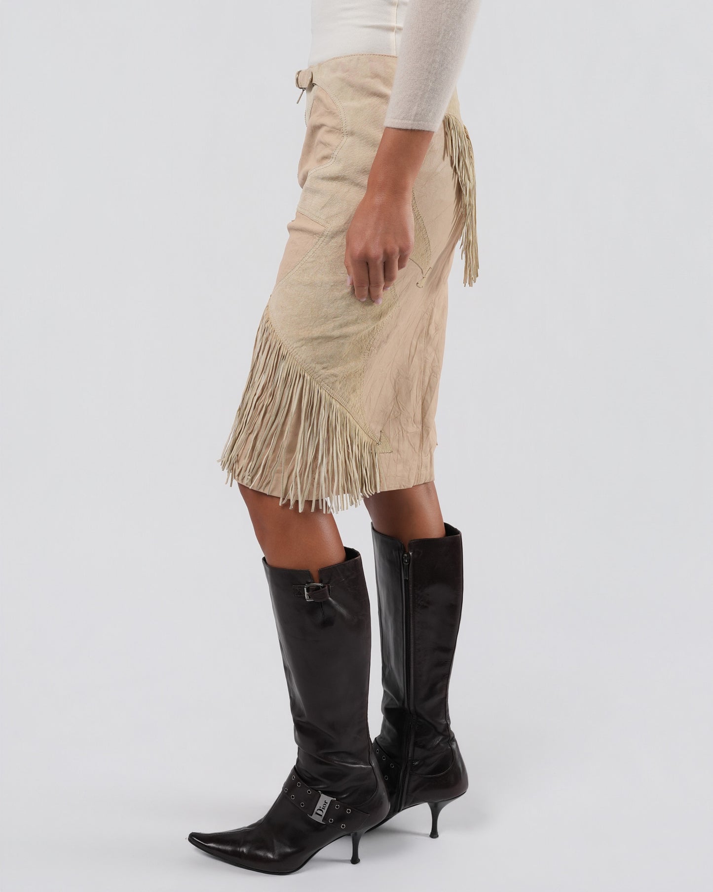 FW 2003 Leather And Suede Skirt