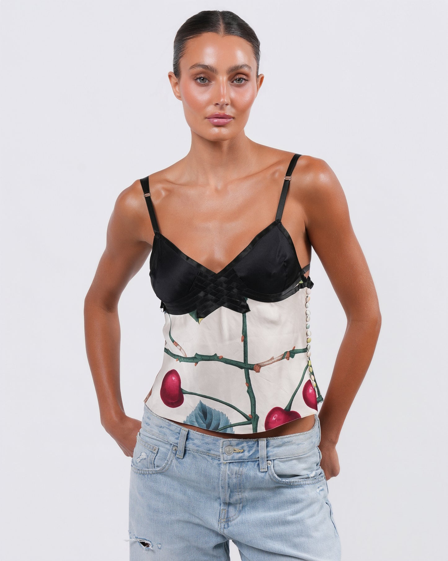 Cherry Print Silk Top