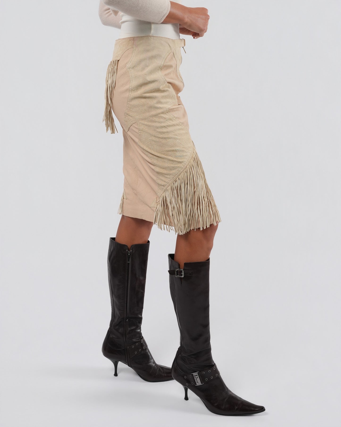FW 2003 Leather And Suede Skirt