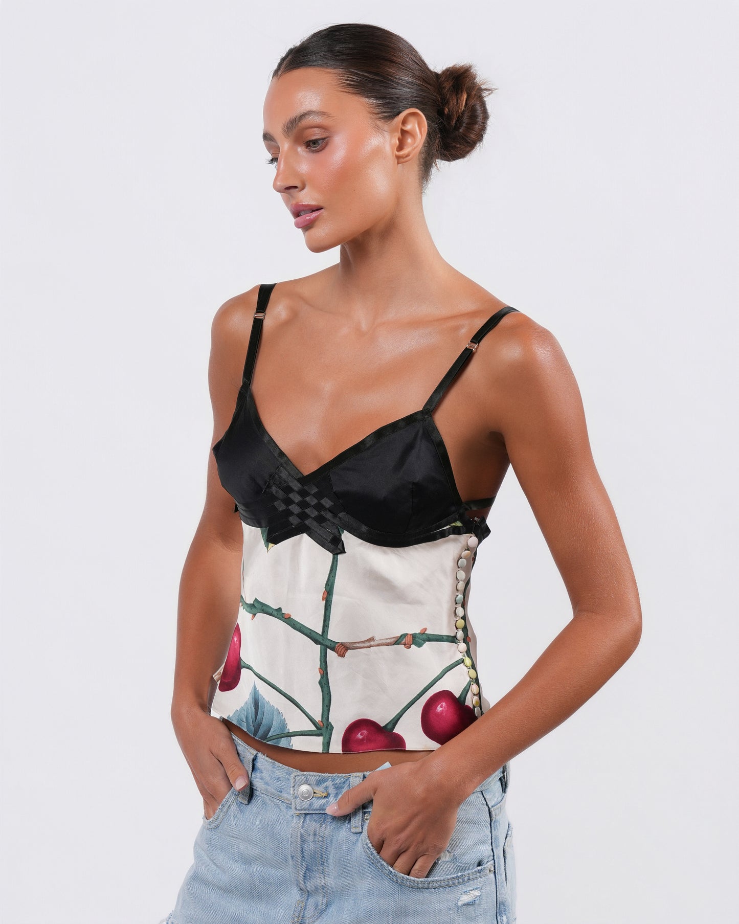 Cherry Print Silk Top