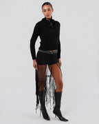 SS 2002 Mesh Skirt With Beaded Leather Detail
