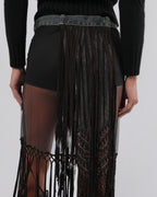 SS 2002 Mesh Skirt With Beaded Leather Detail