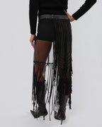 SS 2002 Mesh Skirt With Beaded Leather Detail