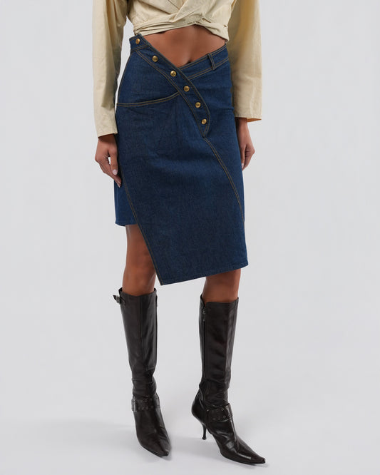 SS 2000 Asymmetrical Denim Skirt
