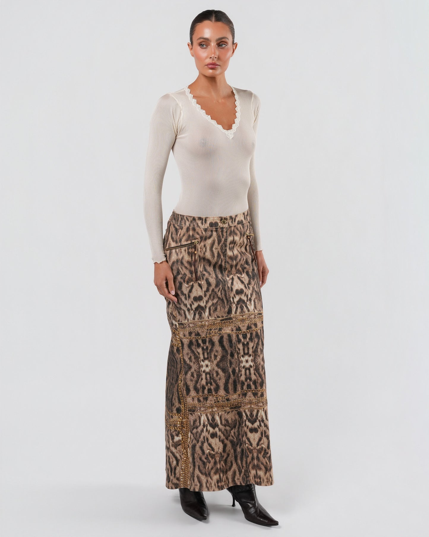 SS 2003 Leopard And Chain Print Skirt