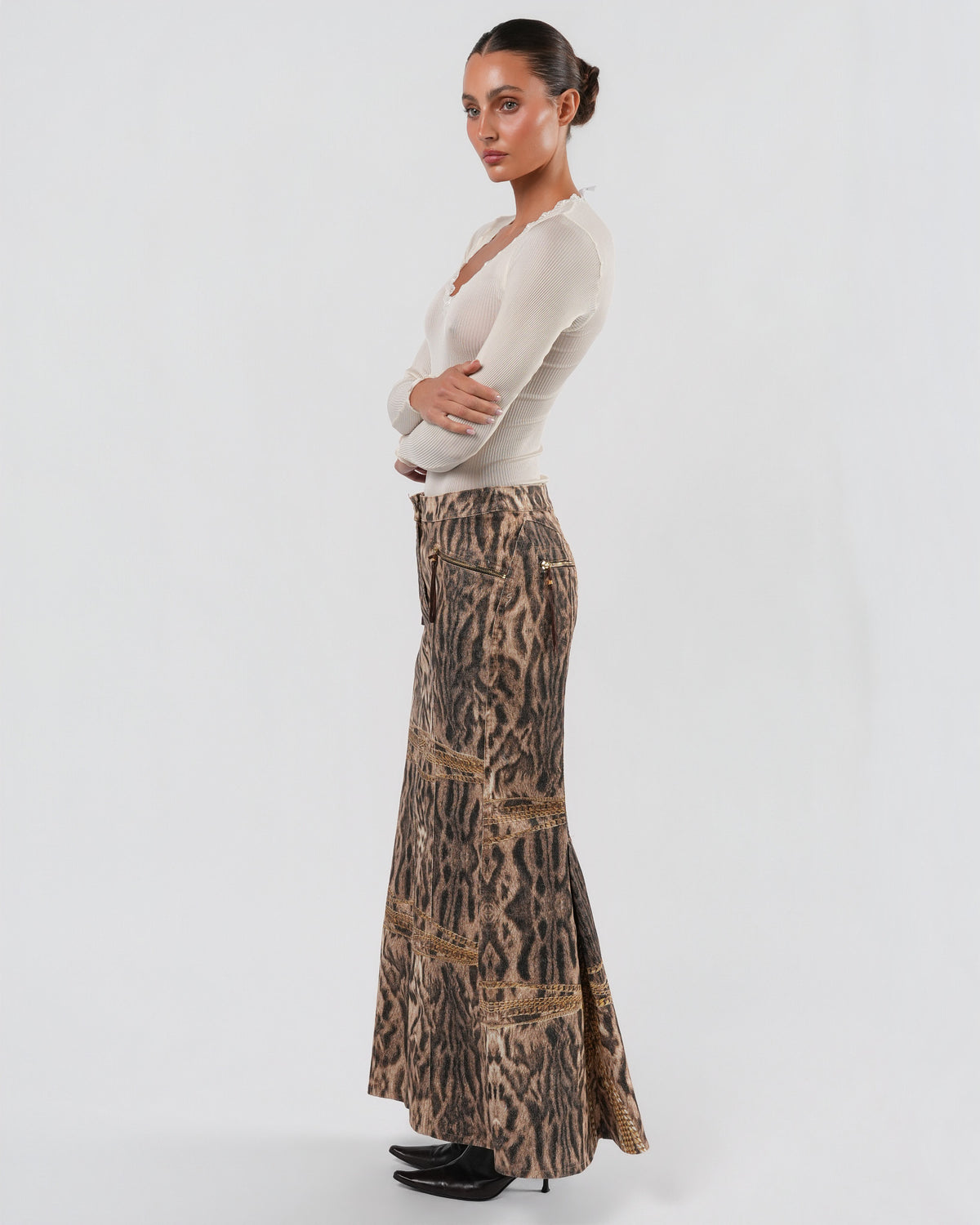 SS 2003 Leopard And Chain Print Maxi Skirt