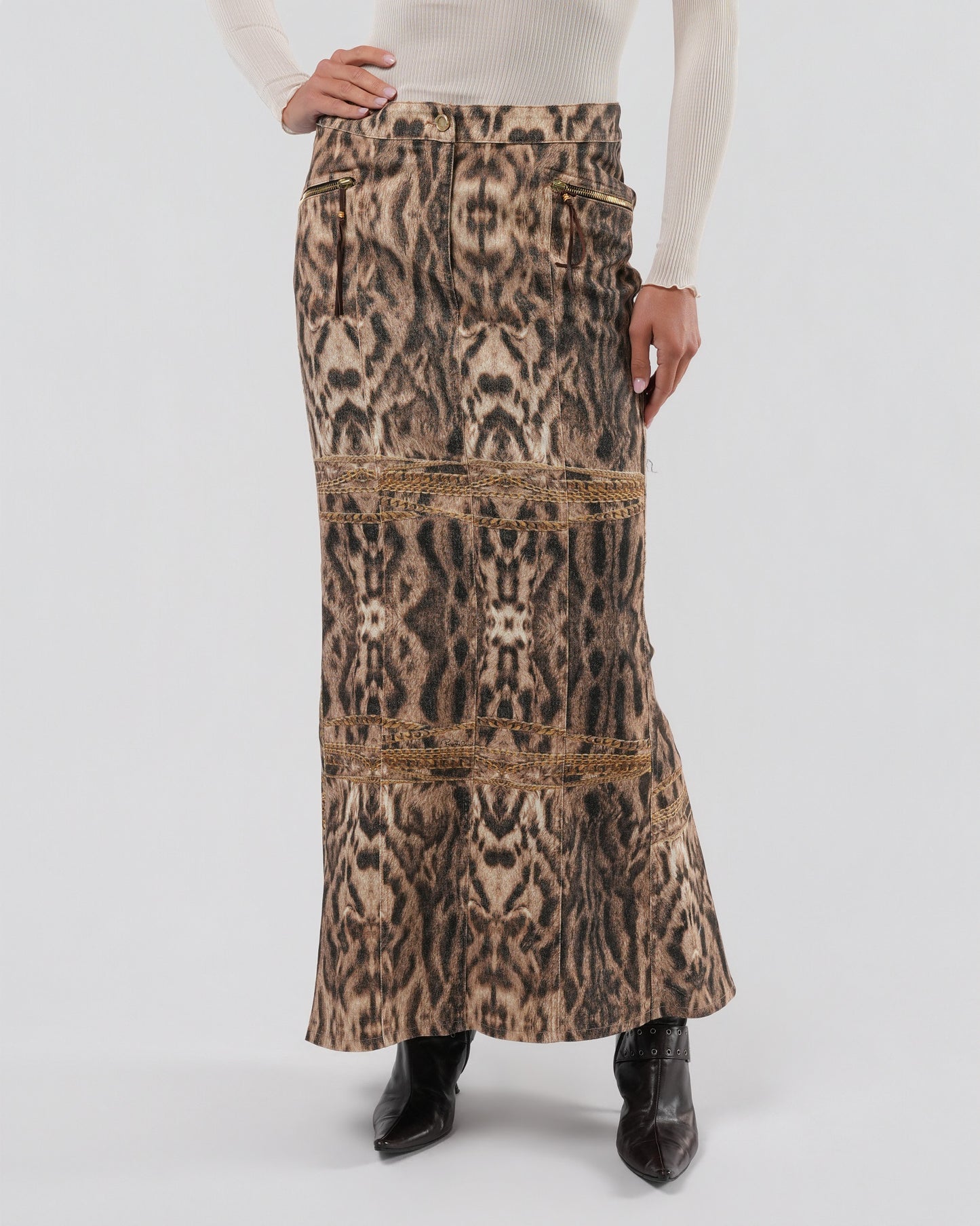 SS 2003 Leopard And Chain Print Skirt