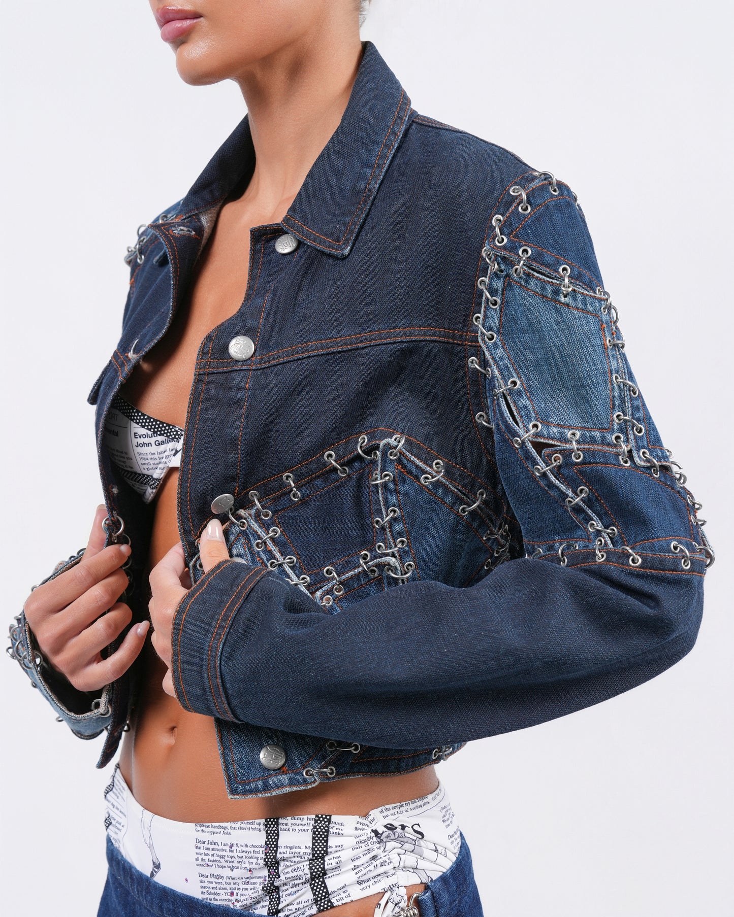 1990s JPG Jeans Pierced Denim Jacket