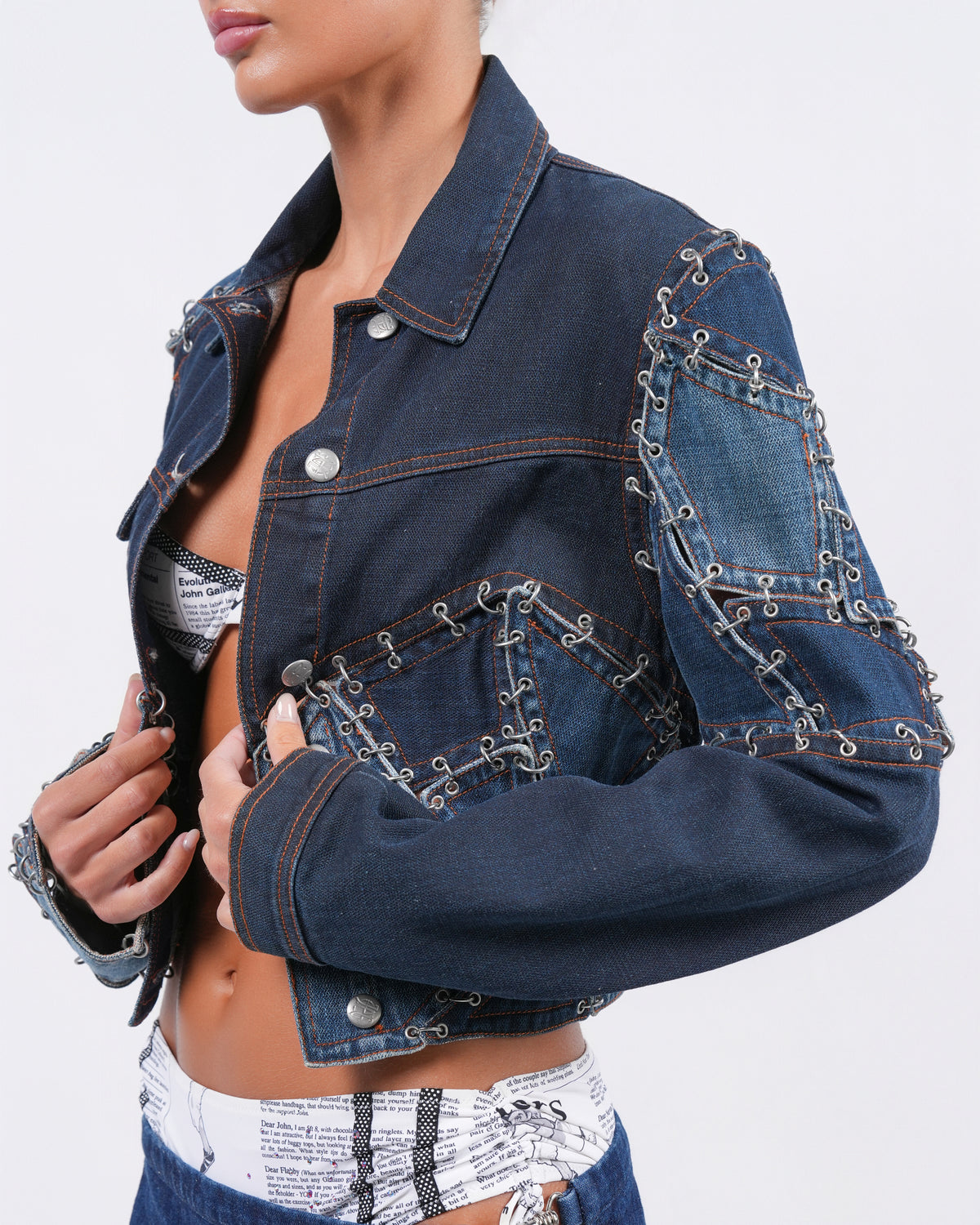 1990s JPG Jeans Pierced Denim Jacket