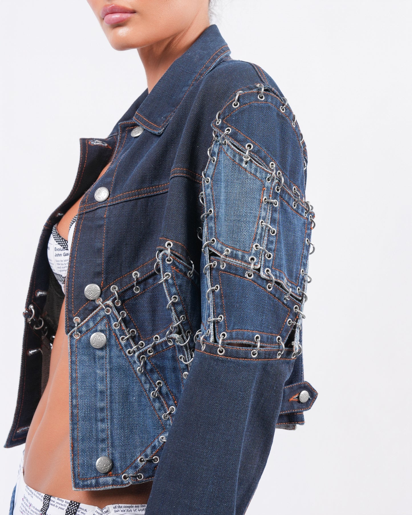1990s JPG Jeans Pierced Denim Jacket