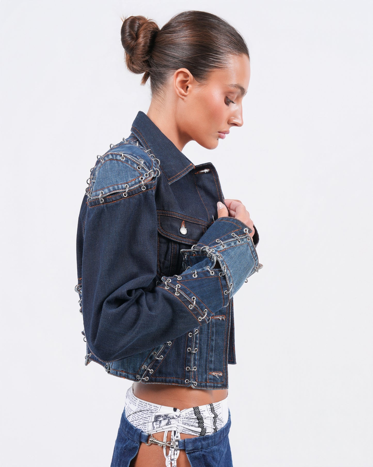 1990s JPG Jeans Pierced Denim Jacket