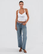 2000s Eyelet Backless Halter Top
