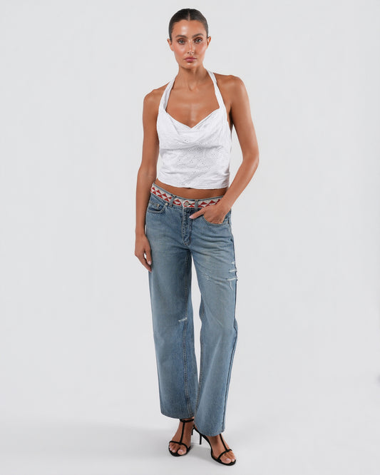 Tom Ford SS 1999 Beaded Light Wash Jeans