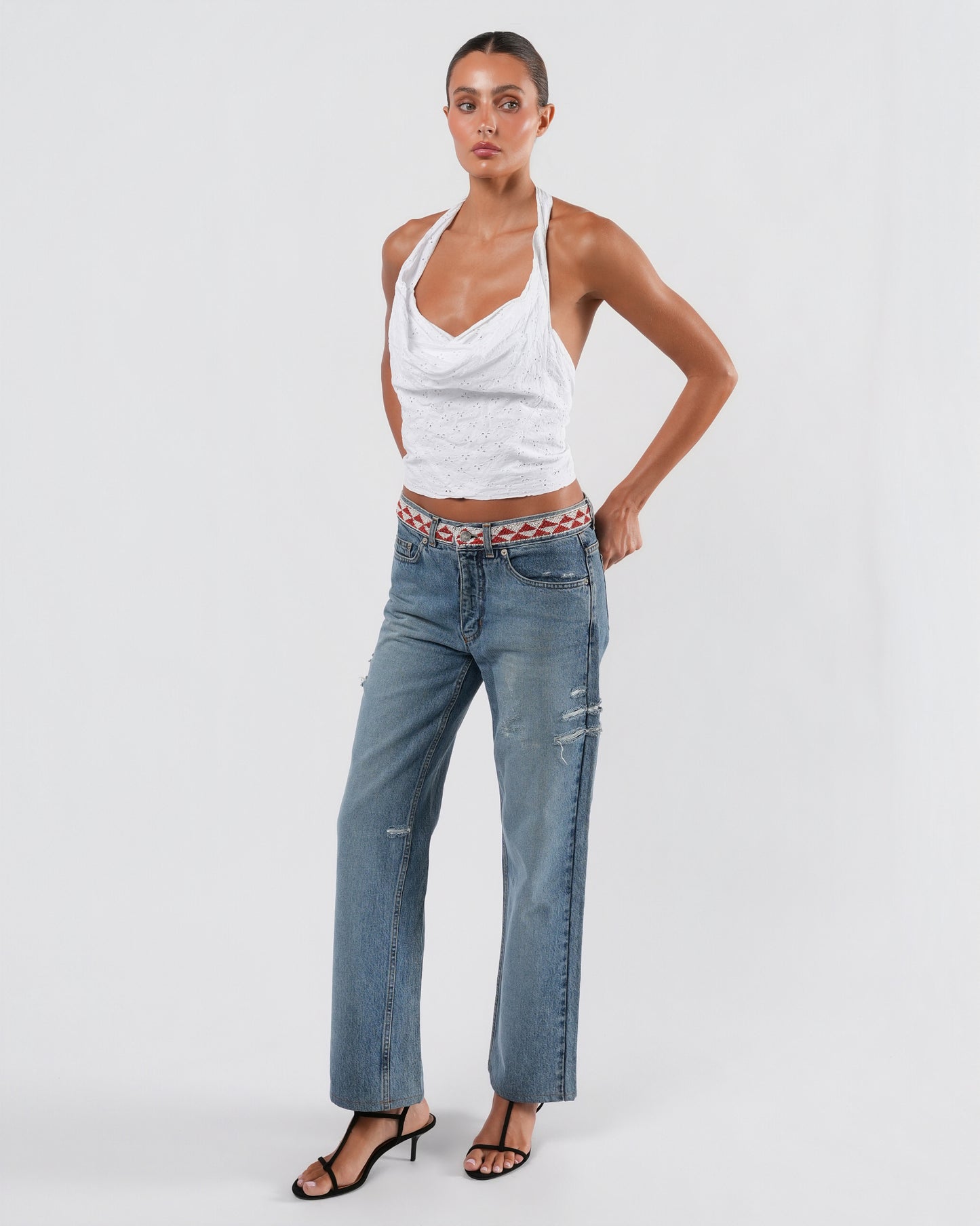 2000s Eyelet Backless Halter Top