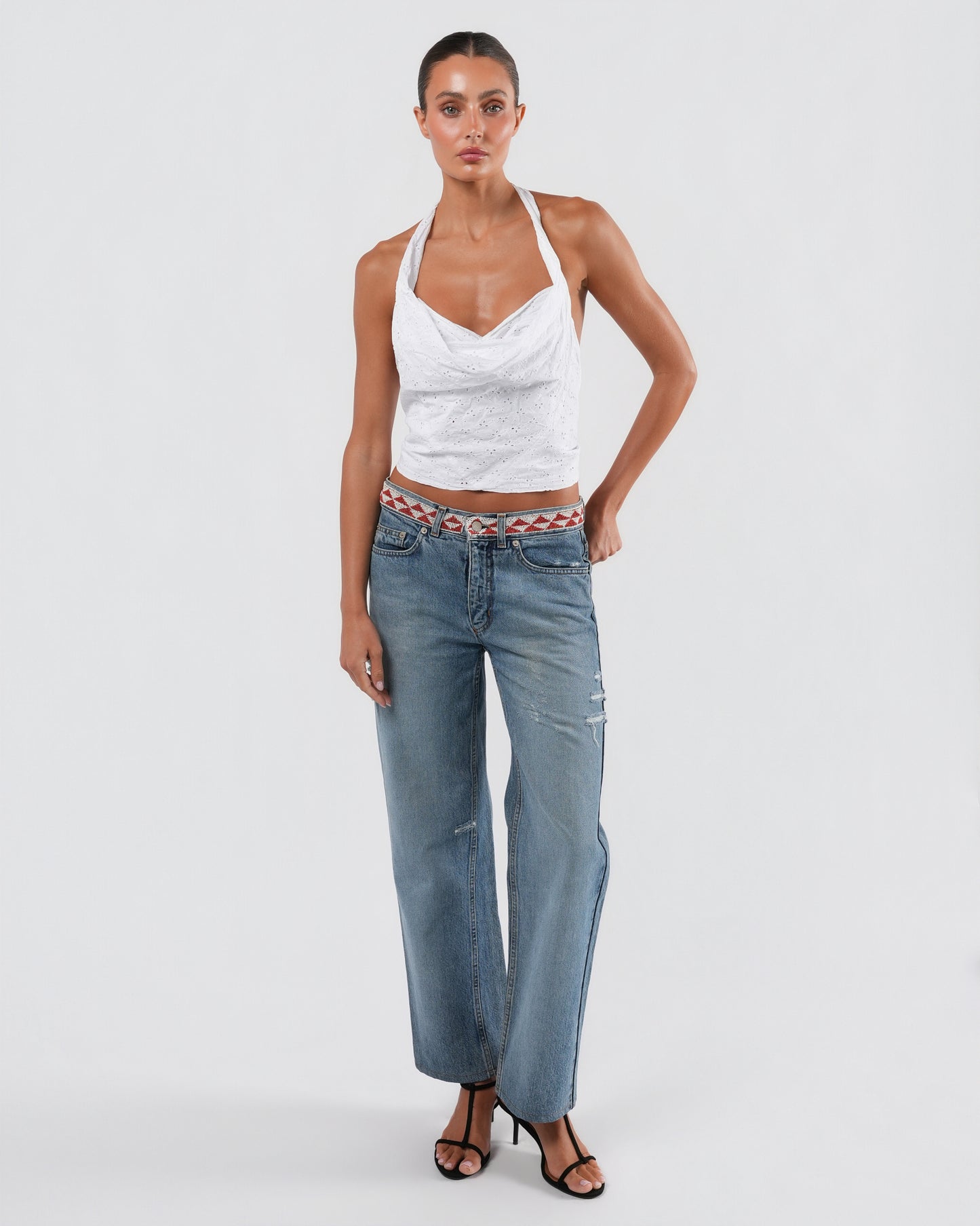 2000s Eyelet Backless Halter Top