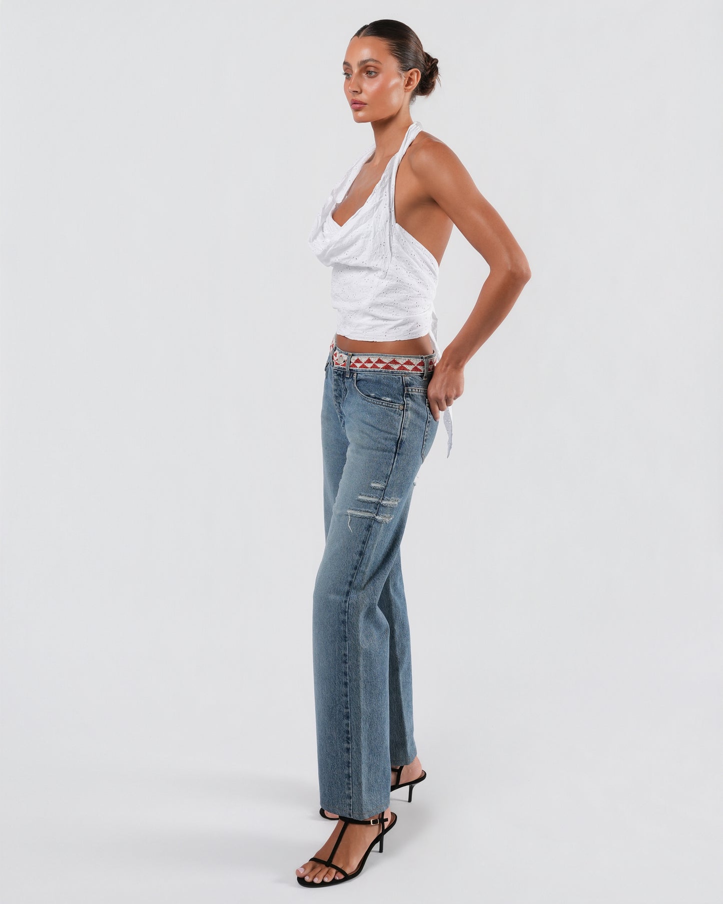 2000s Eyelet Backless Halter Top