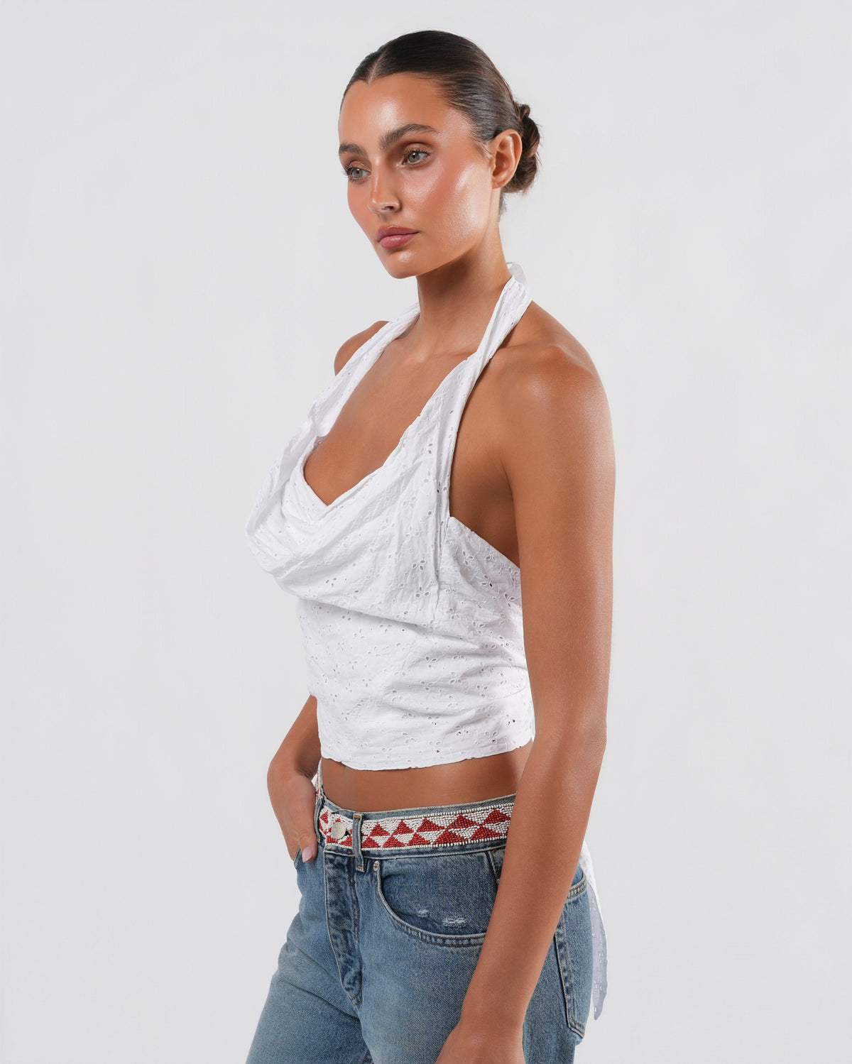 2000s Eyelet Backless Halter Top