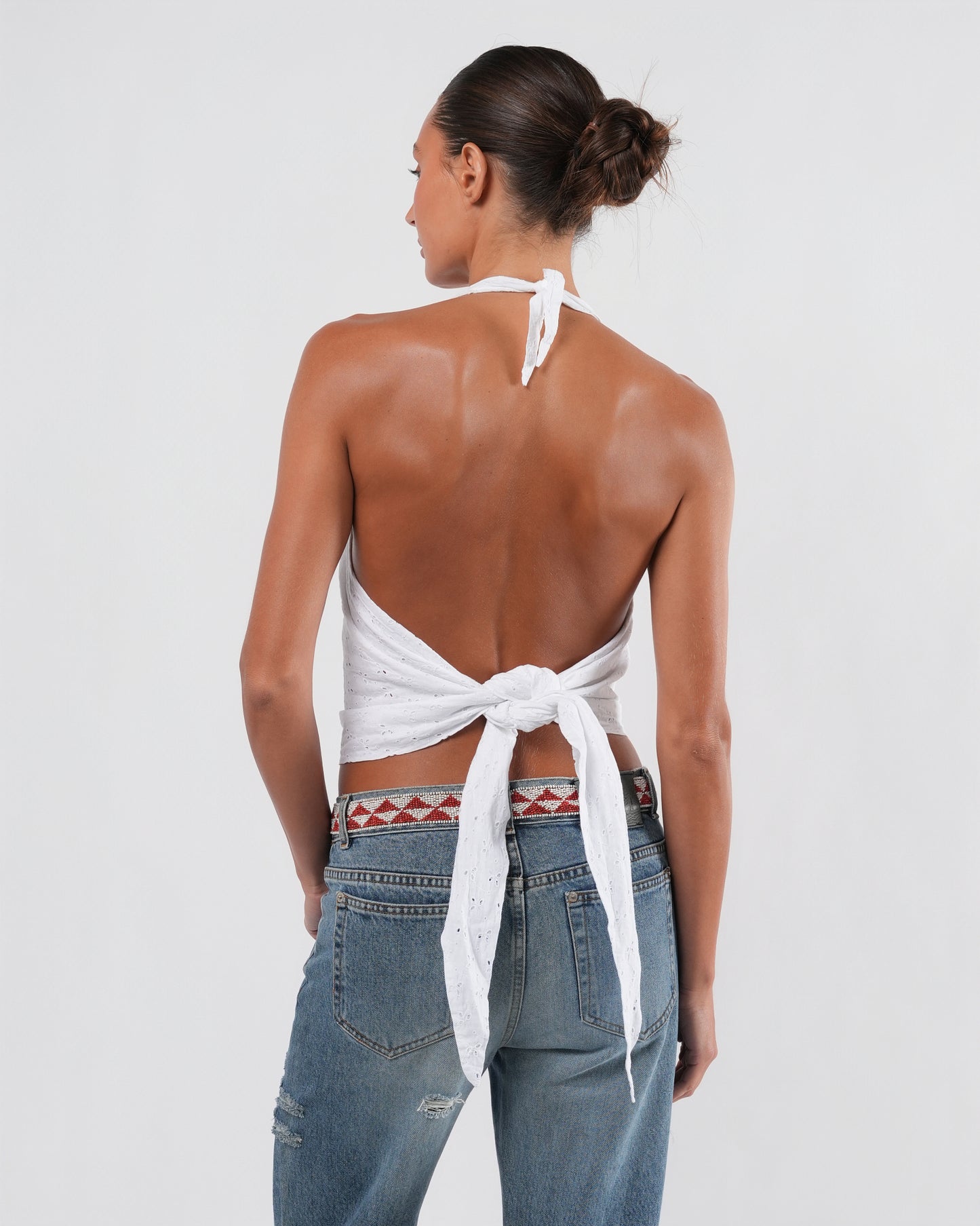 2000s Eyelet Backless Halter Top