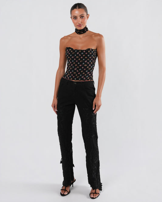 Black Jeans With Silk Inlay
