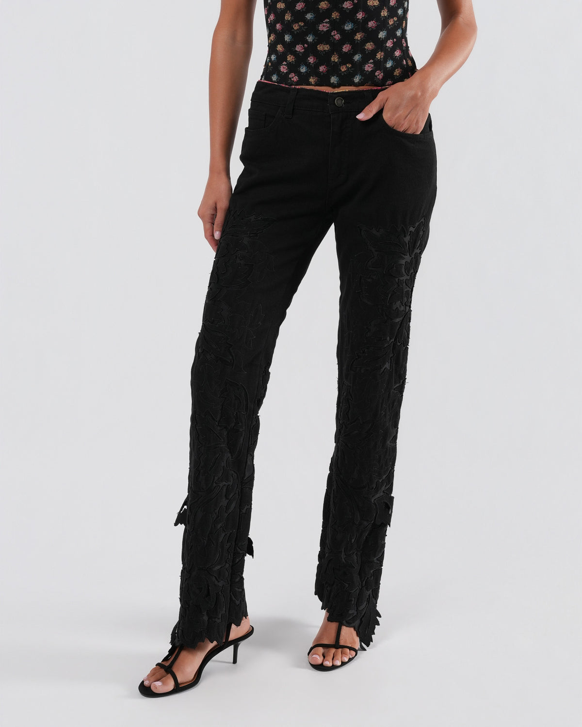 Black Jeans With Silk Inlay