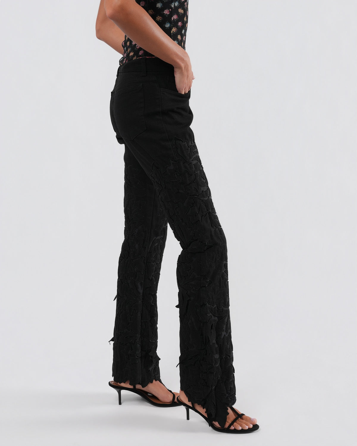 Black Jeans With Silk Inlay