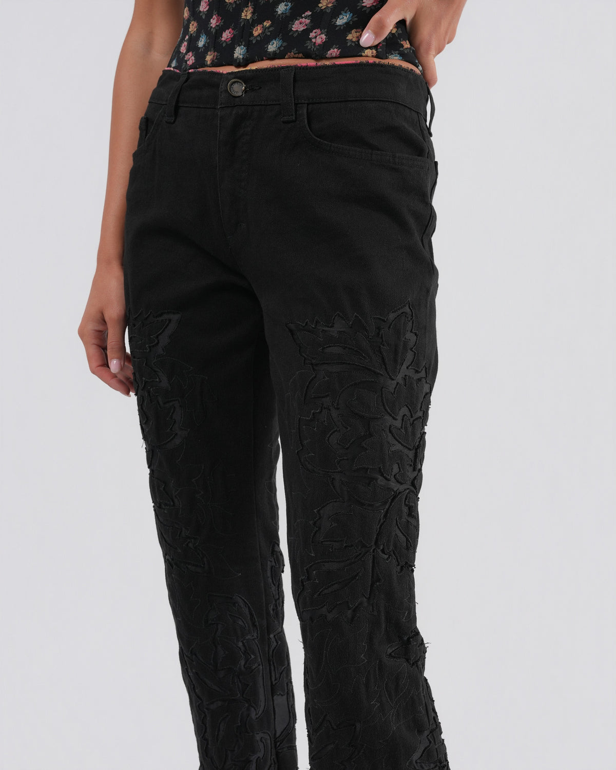 Black Jeans With Silk Inlay