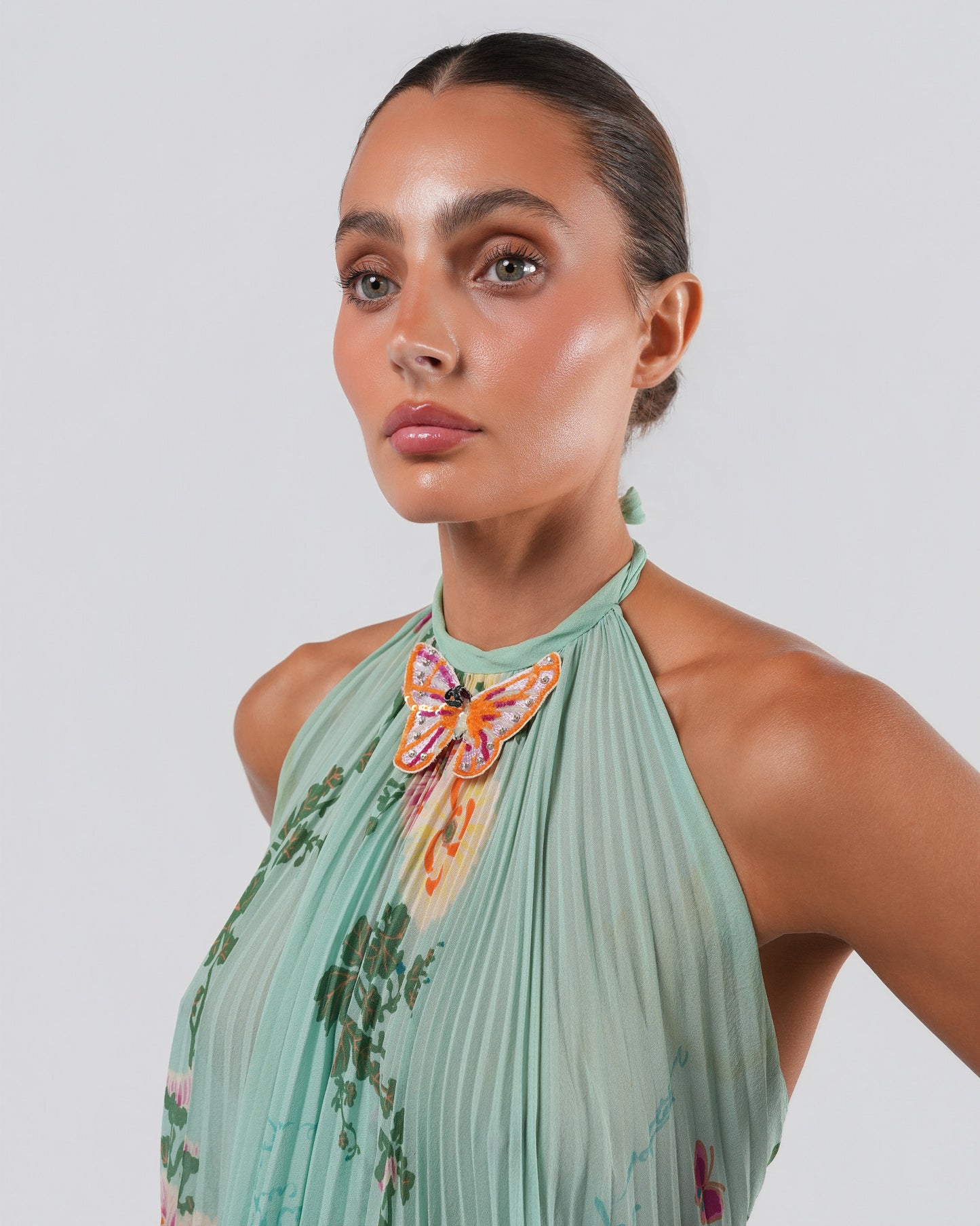 C. 2003 Silk Top And Skirt Set With Butterfly Detail