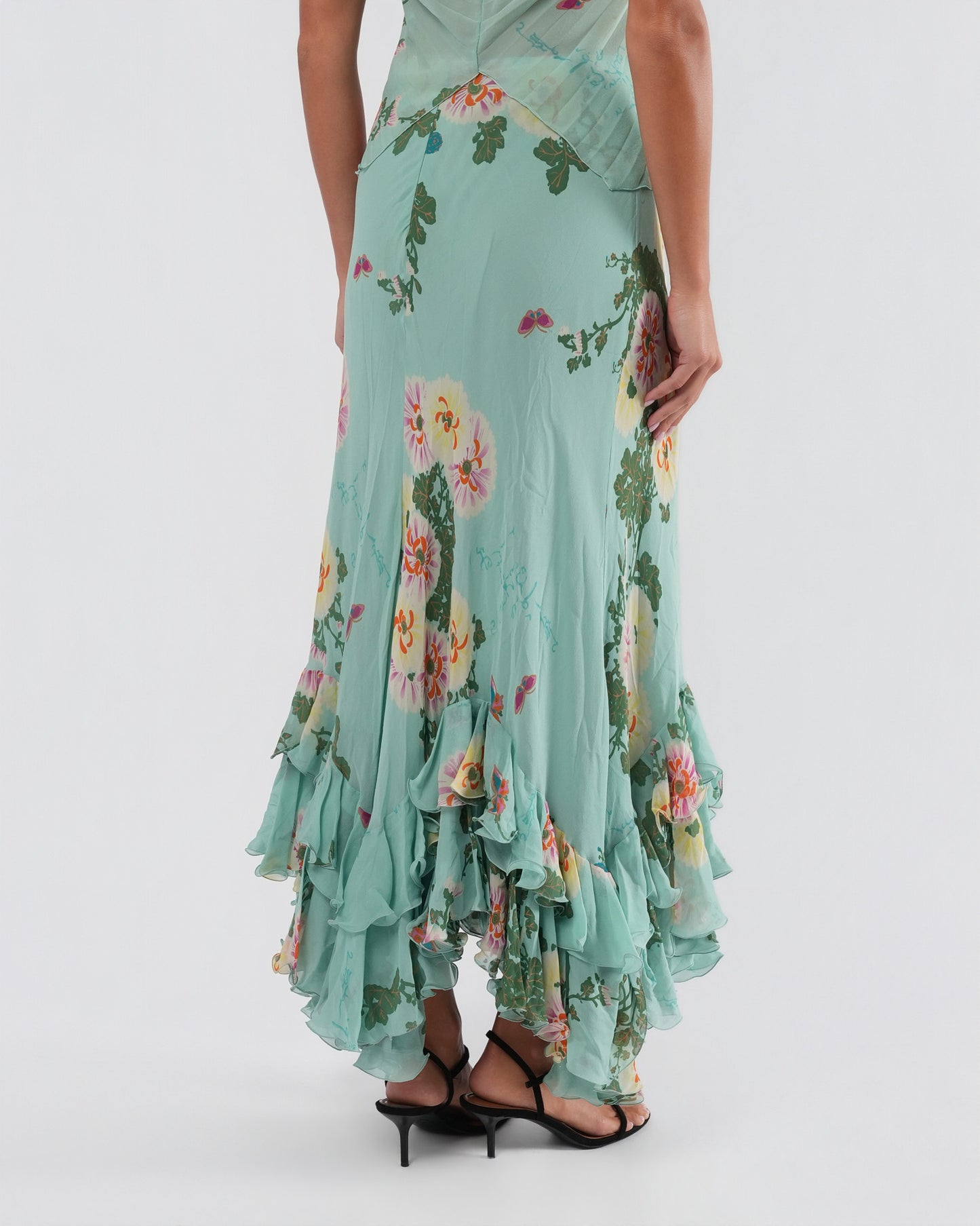C. 2003 Silk Top And Skirt Set With Butterfly Detail