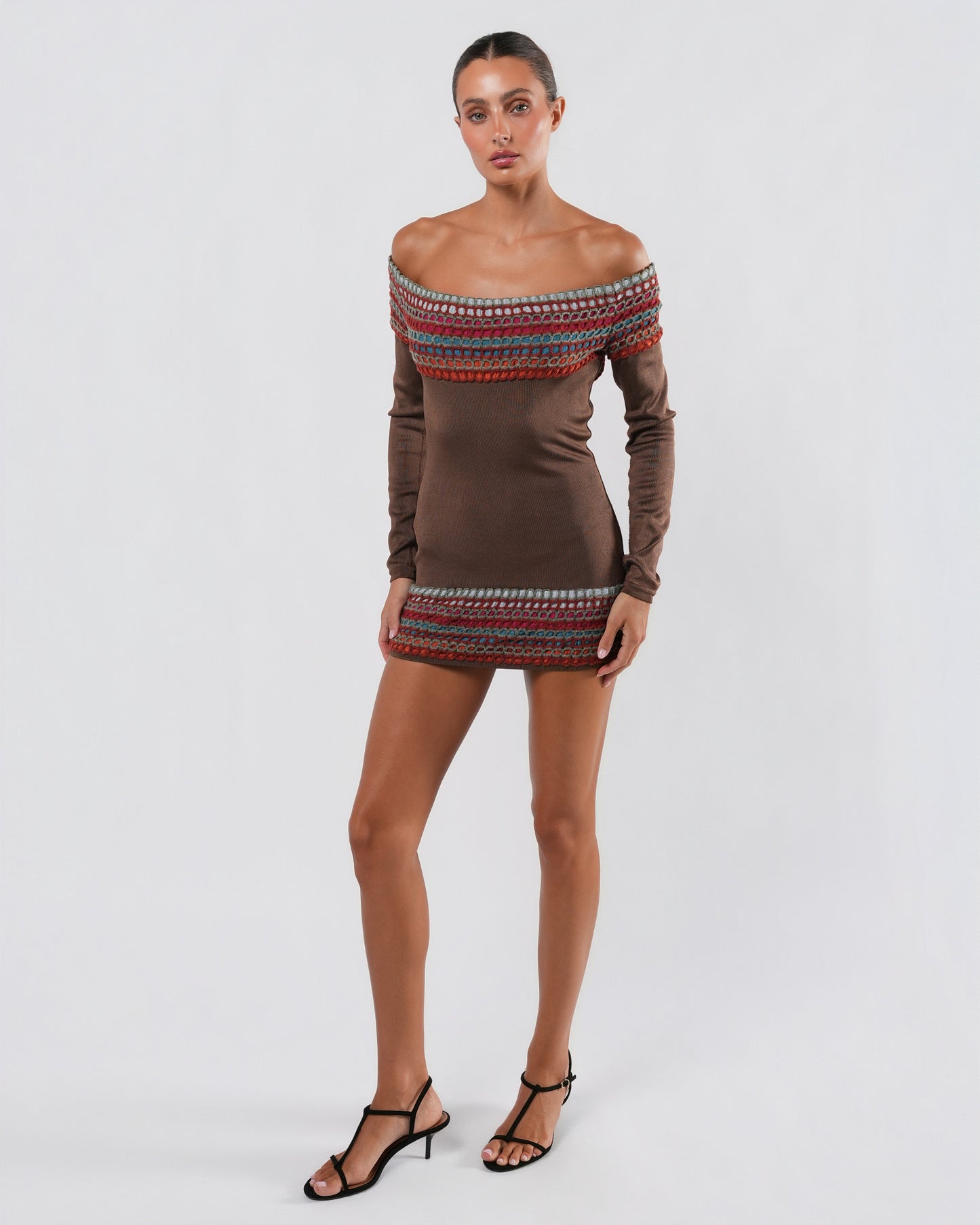 1990s Rainbow Trim Mini Dress